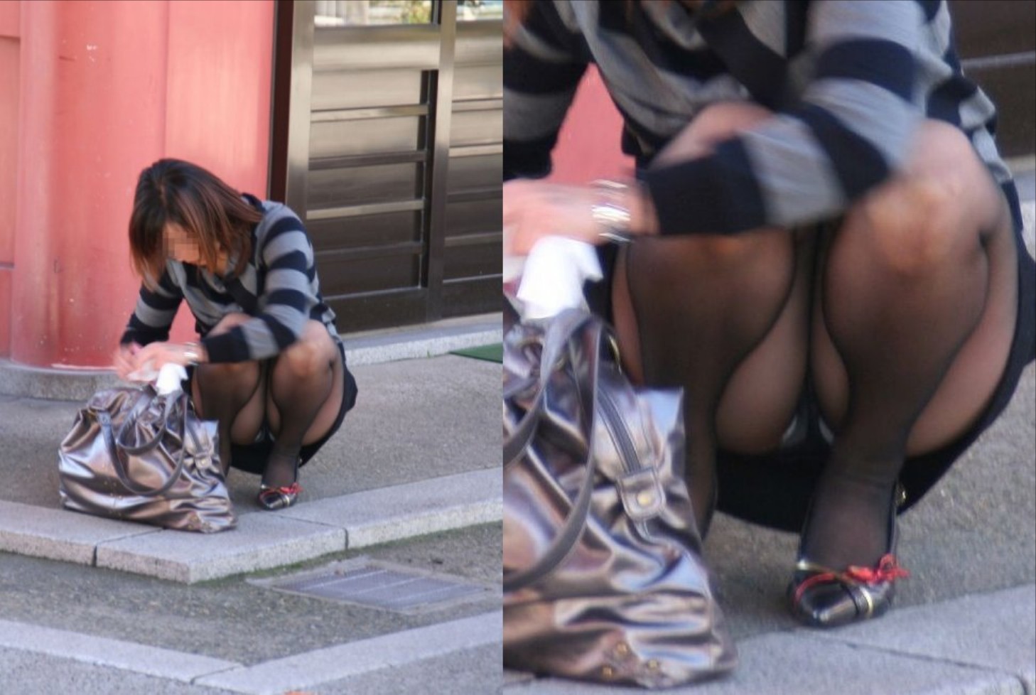 【パンチラエロ画像】街中で素人さんのパンツが丸見えが堪らん！！！